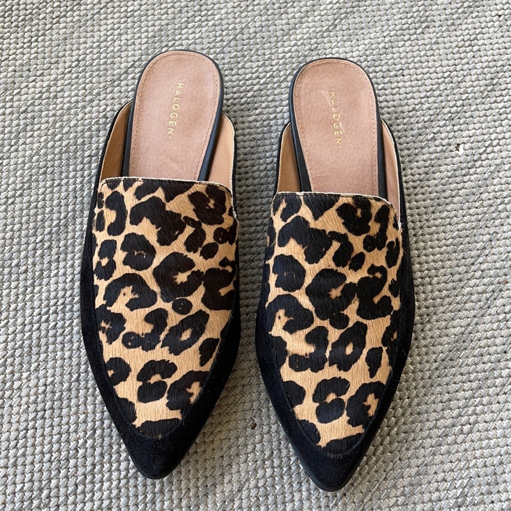 Halogen Leopard Mules